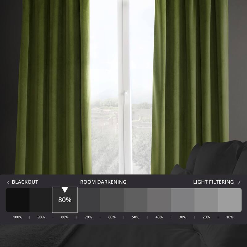 Exclusive Fabrics Heritage Plush Velvet Room Darkening Curtains (1 Panel) Luxury Velvet Curtains for Bedroom & Living Room. - 50 X 96 - Dark Yellow Green