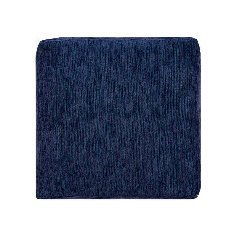 Sevita Navy/Mustard Traditional Damask Polyester Blend Pouf
