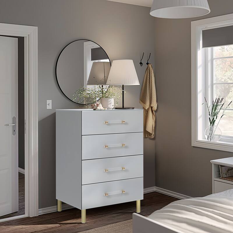 Modern Light Gray 37.3" Tall 4-Drawer Chest