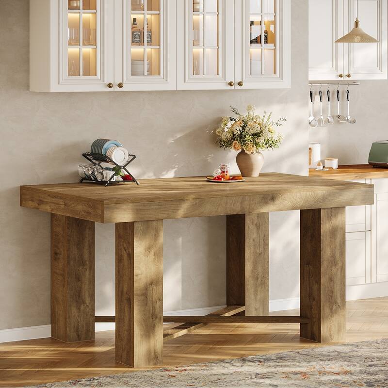 55" Kitchen Island Table, Counter Height Farmhouse Prep Table