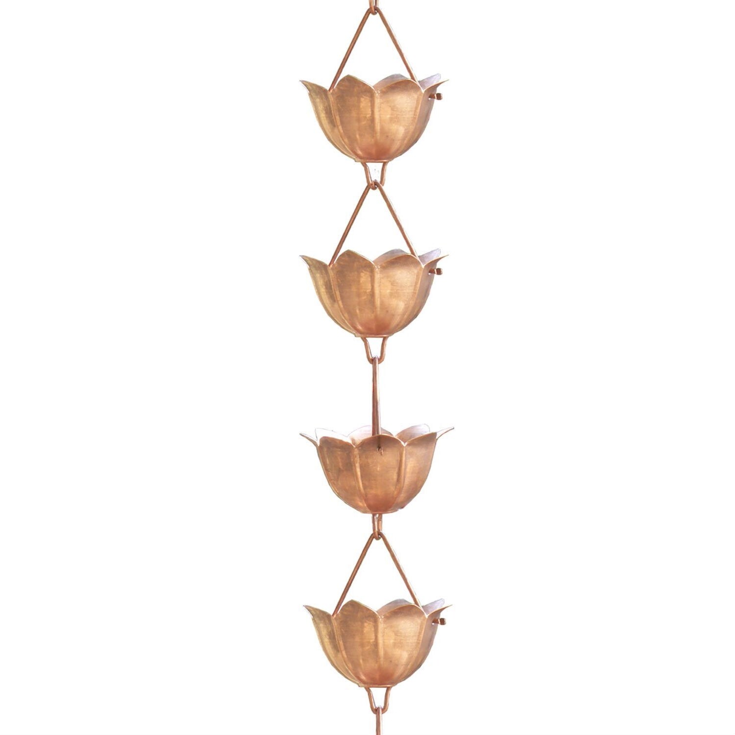 Shop Lotus Flower 8 5 Ft Pure Copper Rain Chain For Rainwater Downspout Overstock 29084654