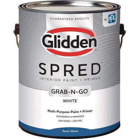Glidden Spred Interior Paint + Primer Grab-N-Go White Semi-Gloss 1 Gallon - 1 Each - 1 Gal.
