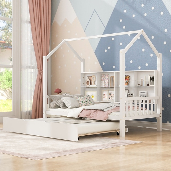 Kids house shop bed with trundle