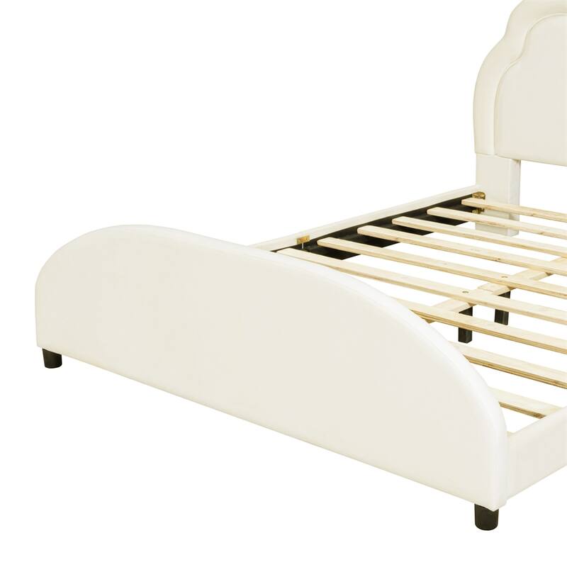 Platform Bed w/Cloud-Shaped Headboard&Embedded Light Stripe,Frame Ded