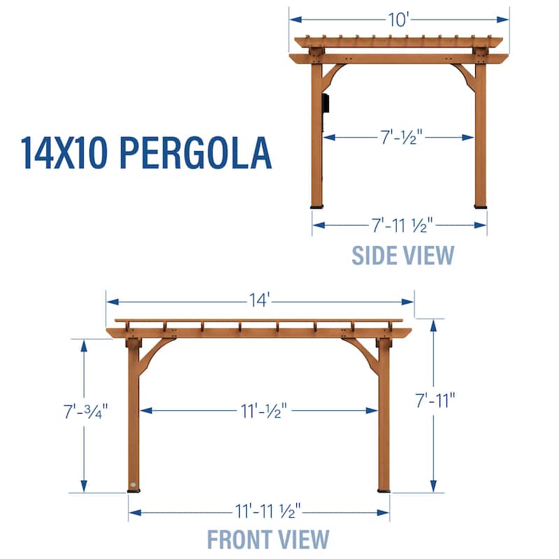 Backyard Discovery Beaumont 14'x10' Cedar Wood Pergola w/ Trellis Roof