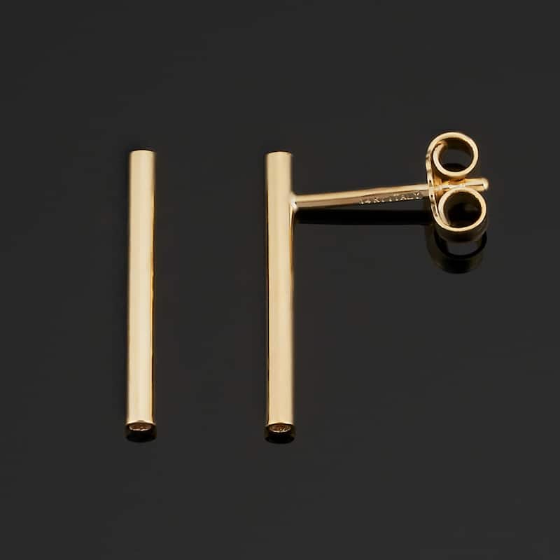 14k Yellow Gold Tube Post Earrings
