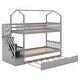 preview thumbnail 9 of 16, Staircase Storage Multifunctional Twin over Twin House Bunk Bed with Staircase and Storage