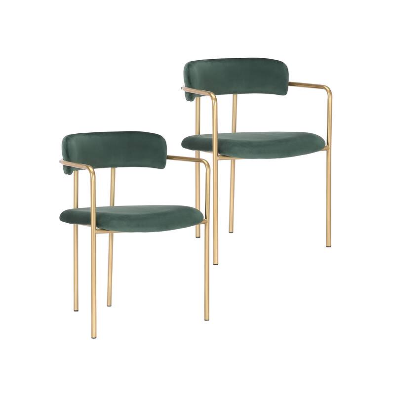 Porthos Home Eder Dining Chairs Set of 2, Velvet, Gold Chrome - Green
