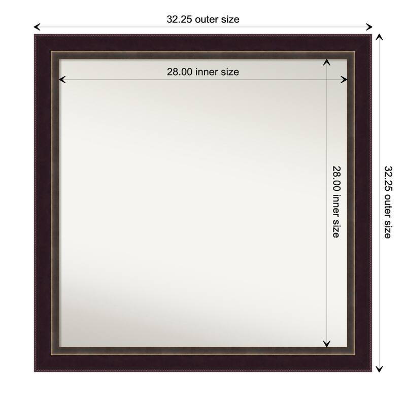 Signore Bronze Framed Non-Beveled Custom Wall Mirror, Bathroom Vanity Mirror - Outer Size: 32.25 x 32.25