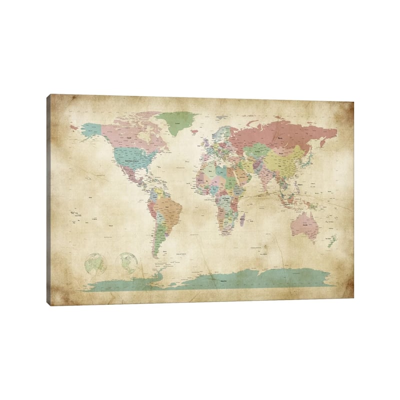 iCanvas "World Cities Map" by Michael Tompsett Canvas Print
