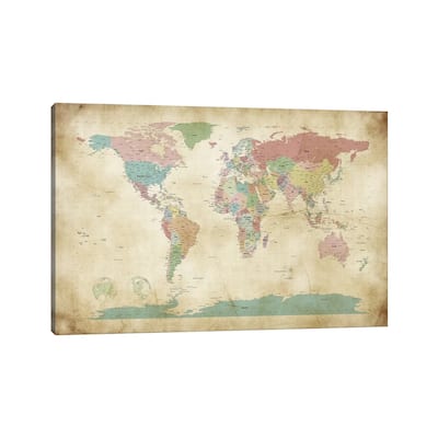 iCanvas "World Cities Map" by Michael Tompsett Canvas Print