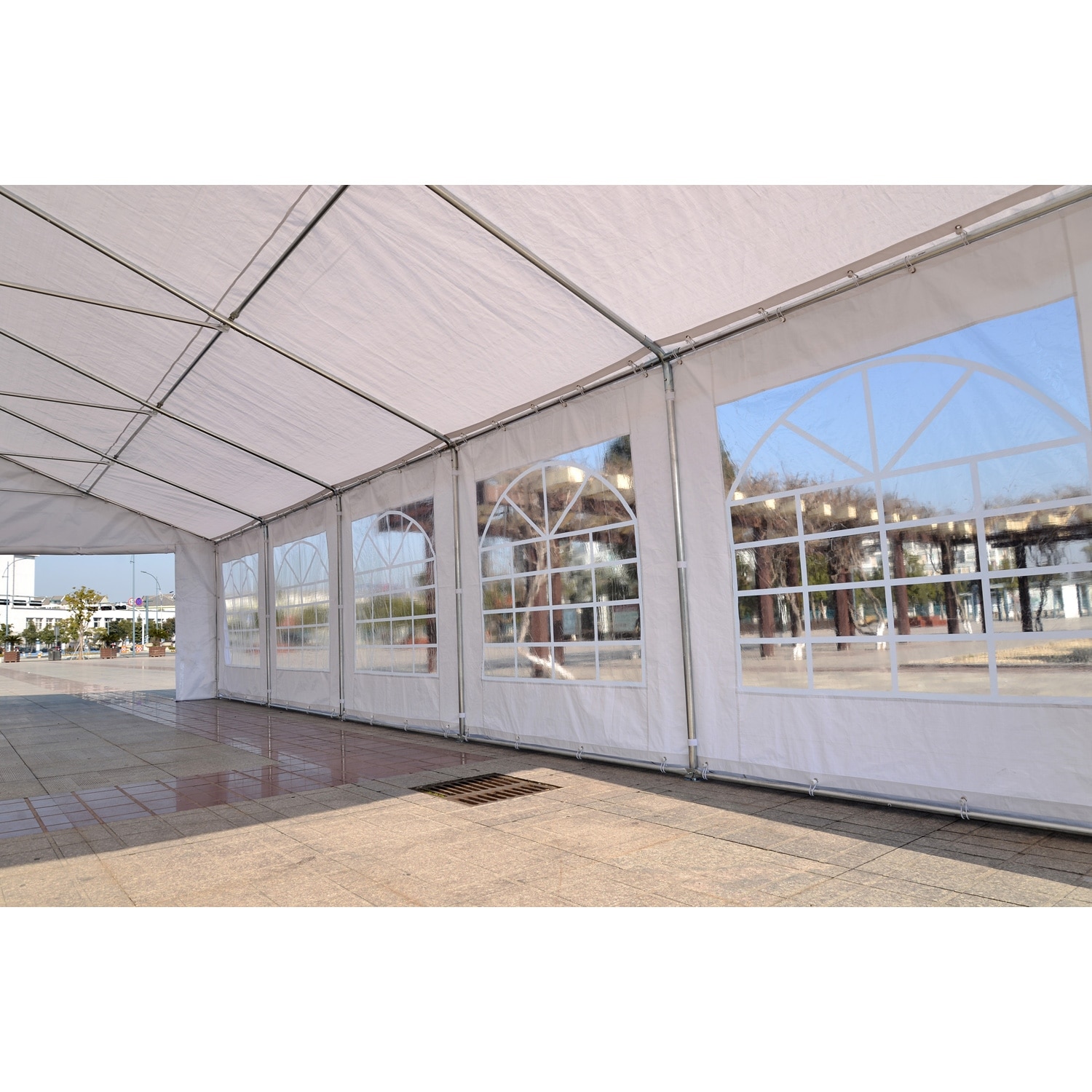 Outsunny  32 x 20 Large Outdoor Carport Canopy Party Tent with Removable Protective Sidewalls and Versatile Uses, White