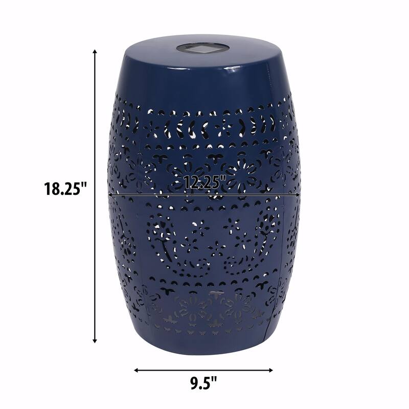 Solar-Powered Side Table with Light - Modern Iron Design, Garden & Patio Accent