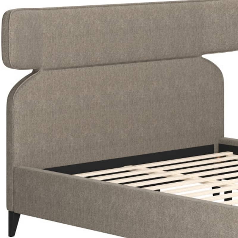 HomeRoots Brown Solid Wood And Upholstery Queen Bed Frame