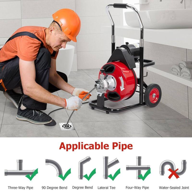 100FT 3/8 Inch Electric Drain Cleaner Machine for Sink, Toilet & Sewer