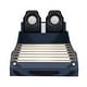 preview thumbnail 19 of 24, Wooden Twin Size Race Car Bed with Upholstered Backrest and LED Light, Kids Car-Shaped Platform Bed with Slats Support
