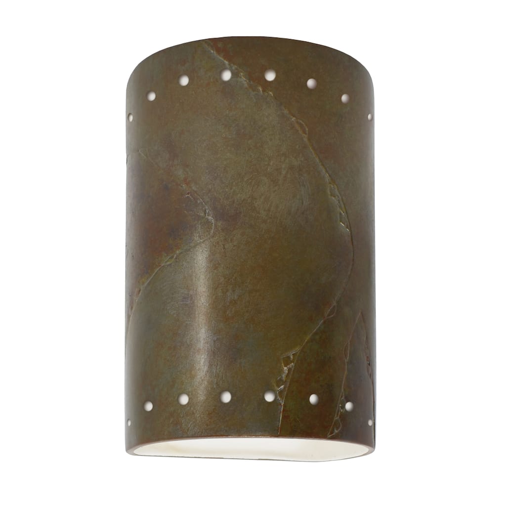 Justice Design Ambiance - Small Cylinder w/ Perfs Wall Sconce - Open Top & Bottom (Outdoor) - Replaceable Bulb