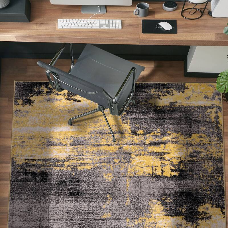 World Rug Gallery Modern Abstract Design Black Area Rug