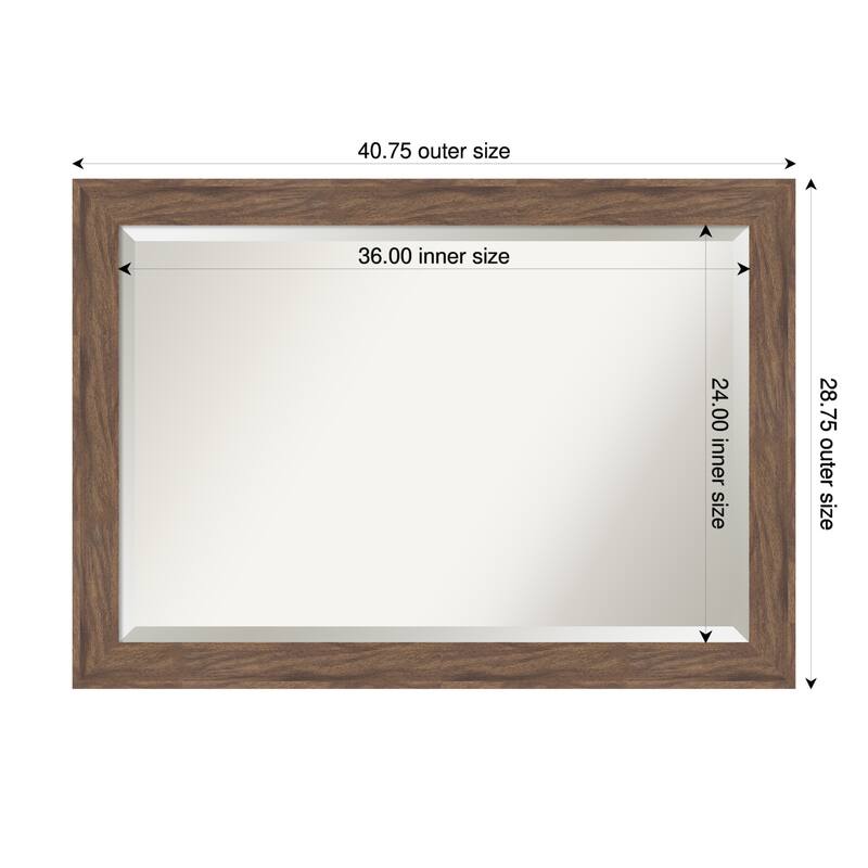 Pia Medium Brown Beveled Framed Wall Mirror - Pia Medium Brown - 41 x 29 in