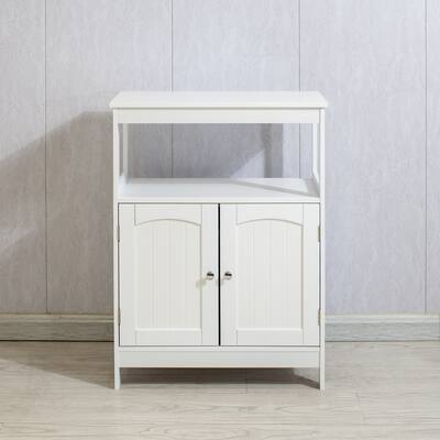 Bathroom Floor Storage Cabinet Organizer, for Living Room Hallway (White)