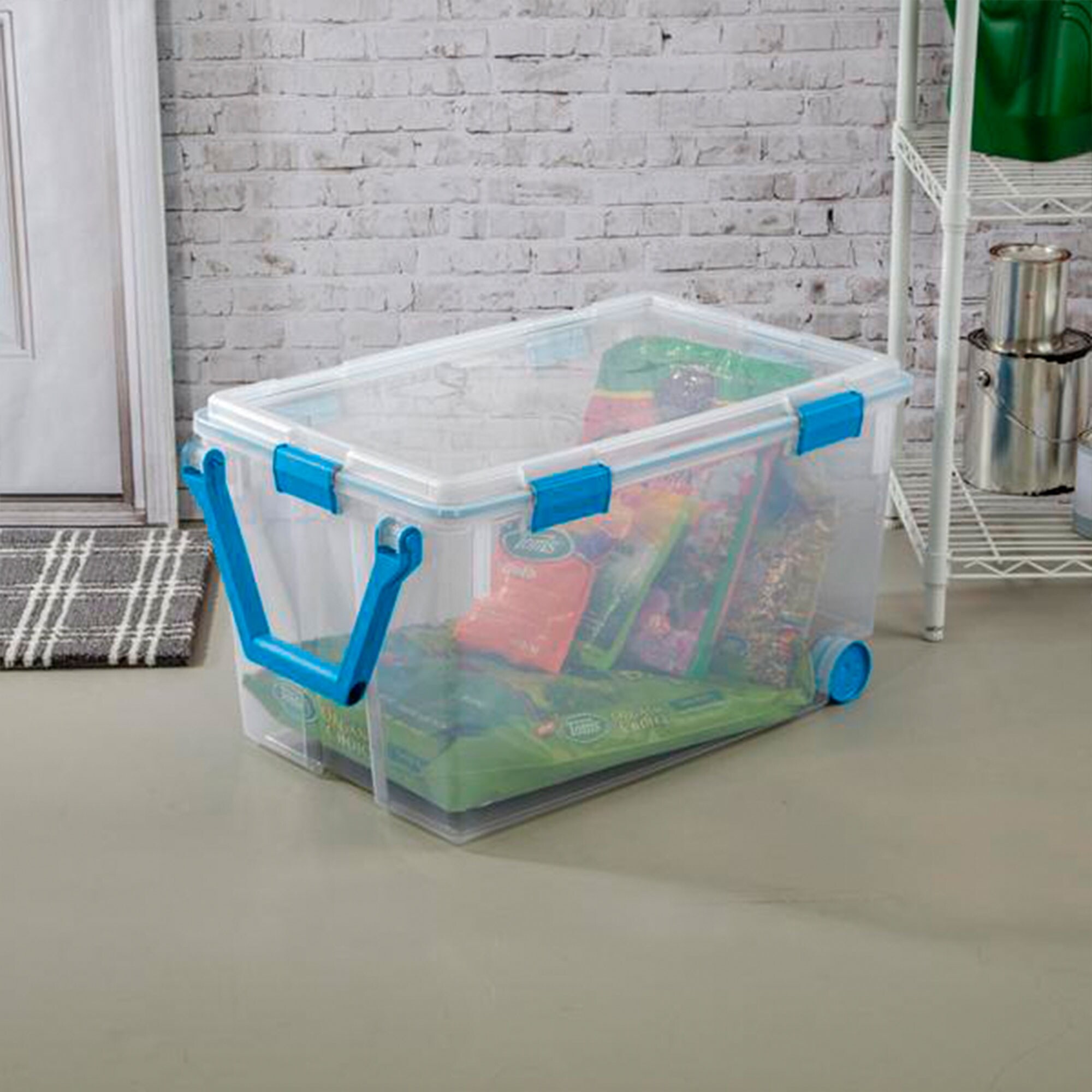 Sterilite 70 Qt Clear Plastic Stackable Storage Bin with Latching Lid, (4  Pack)