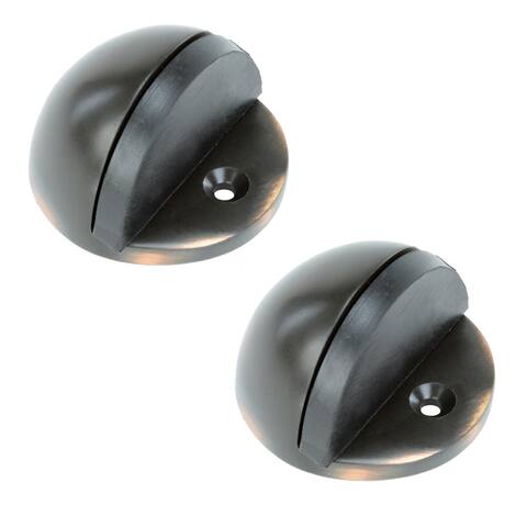 Solid Brass Door Stop Bumper Floor Mount 1.65" Dia. Dome Style Oil Rubbed Bronze Adjustable Height Pack of 2 Renovators Supply