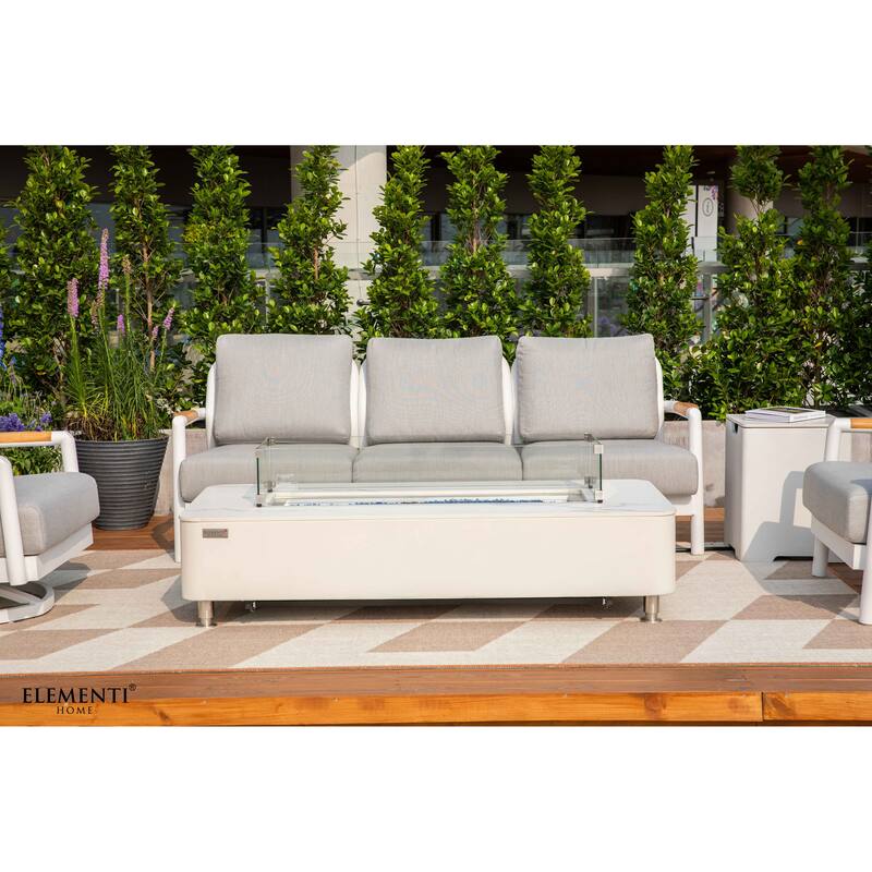 Elementi Santorini Outdoor Aluminum 3-Seat Sofa with Sunbrella® Cushions