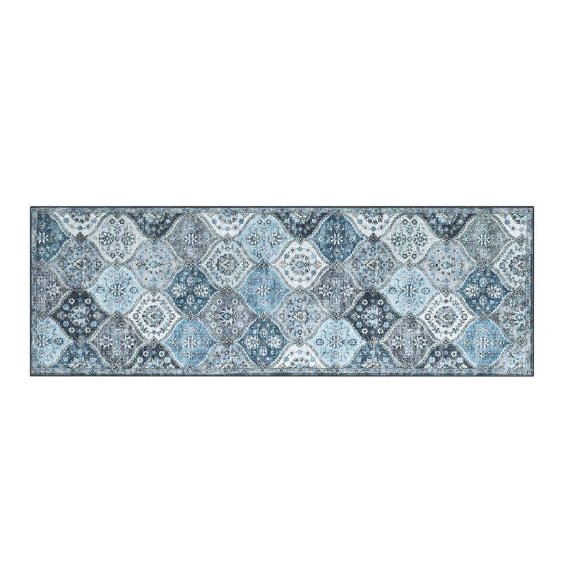 Rugs for Living Room Vintage Oriental Trellis Area Rug Soft Non Slip Low Pile Accent Rugs for Dining Room Office