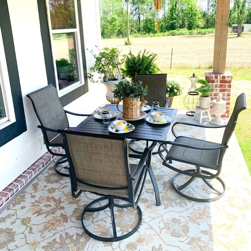 MAISON ARTS 5-piece Patio Dining Set with Swivel Textile Chairs