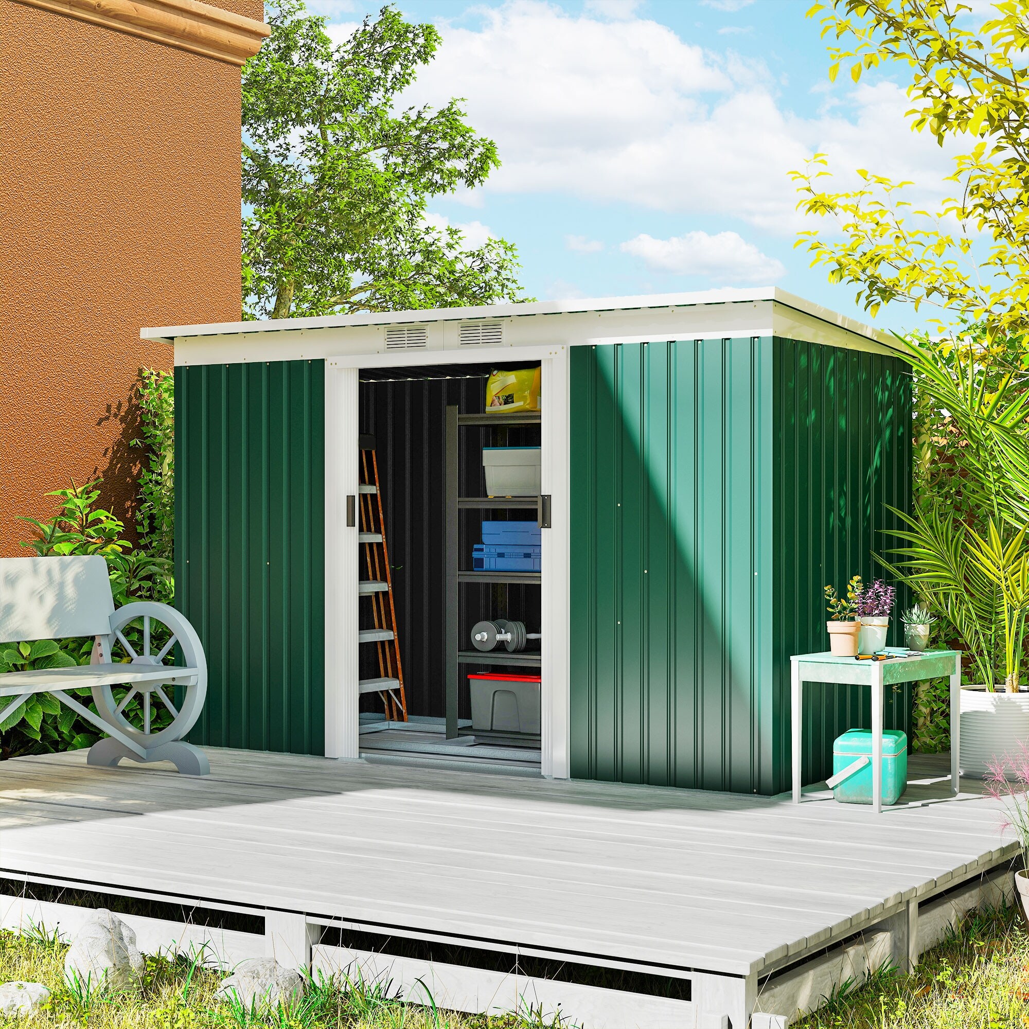 Outsunny 9' x 4' Outdoor Rust-Resistant Metal Garden Vented