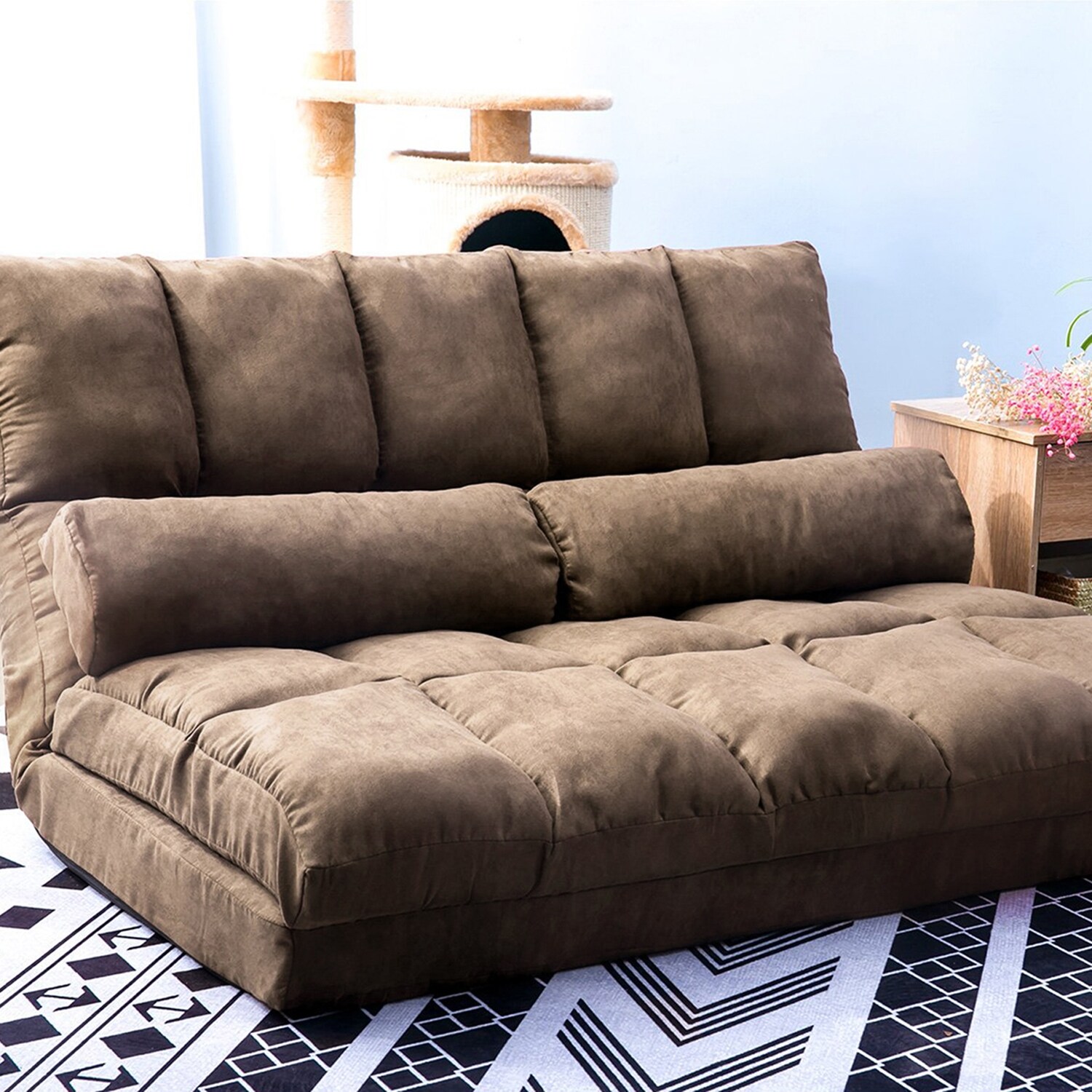 Double Chaise Lounge Sofa with Adjustable Backrest for Living