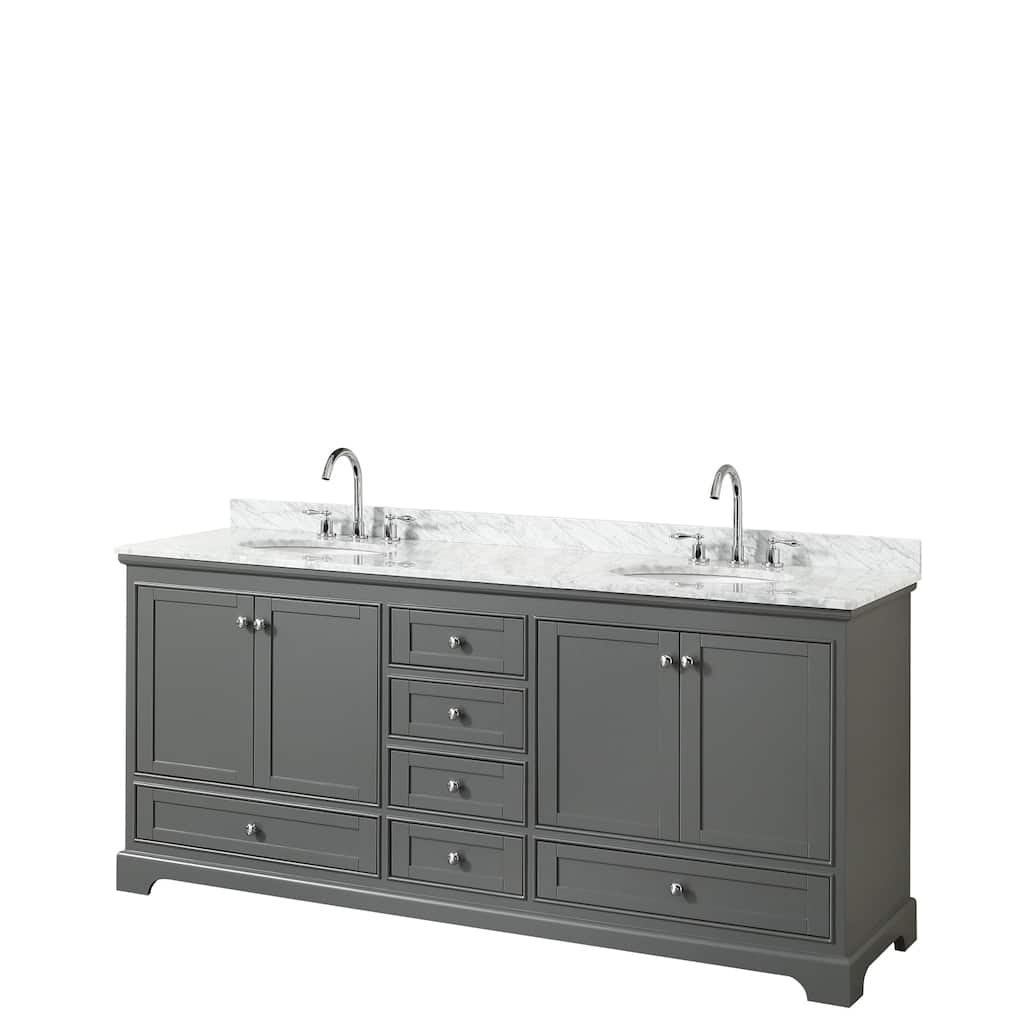 Deborah 80-inch Dark Gray Double Vanity, Oval Sinks, No Mirrors