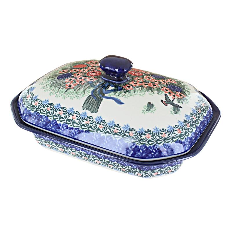 Blue Rose Polish Pottery 662 Ceramika Artystyczna Medium Covered Baker