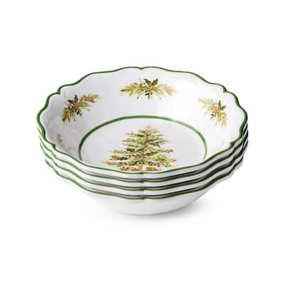 Certifed International Holly Tree Set of 4 Melamine All Purpose Bowls 8.5" x 2" - 8.25 L x 8.25 W x 2 H
