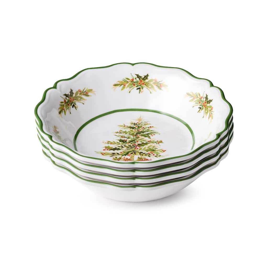 Certifed International Holly Tree Set of 4 Melamine All Purpose Bowls 8.5" x 2" - 8.25 L x 8.25 W x 2 H
