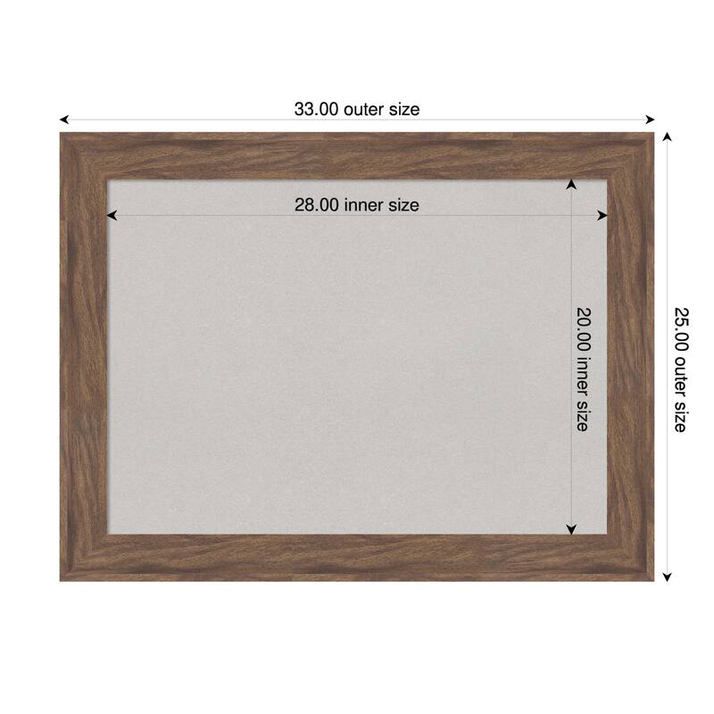 Pia Medium Brown Framed Cork Board - Bulletin Board, Organization Board, Pin Board - Grey - 33 x 25 in