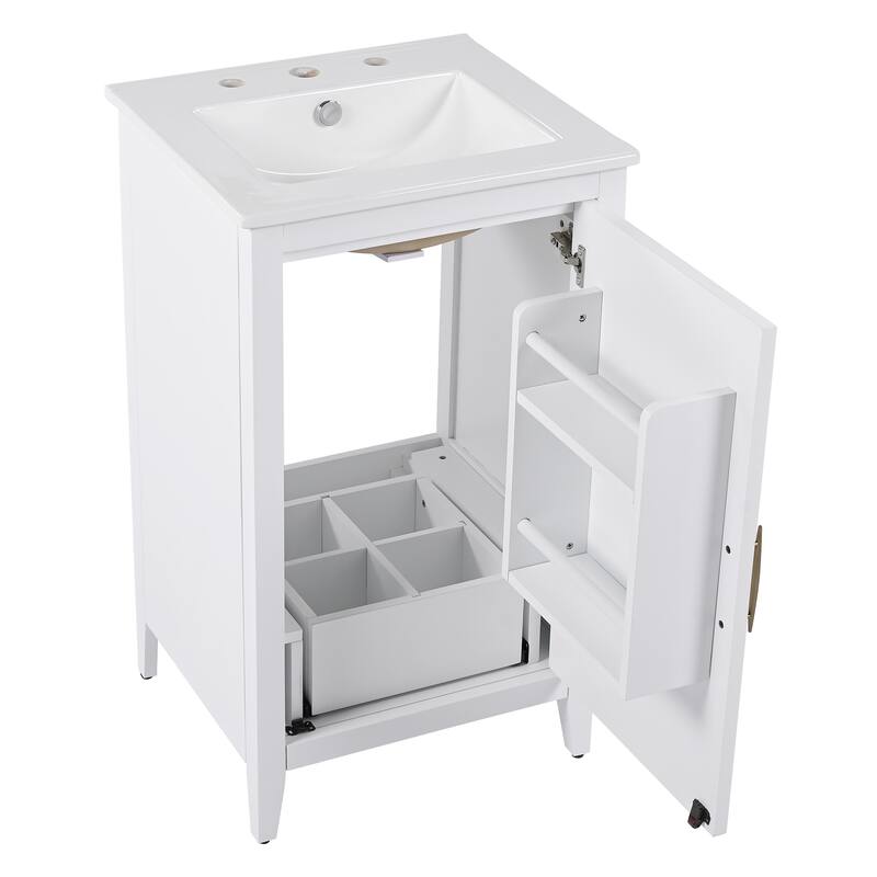 Compact 20-Inch Freestanding Bathroom Vanity with Sink, Storage Drawer, and Painted Finish, Grey