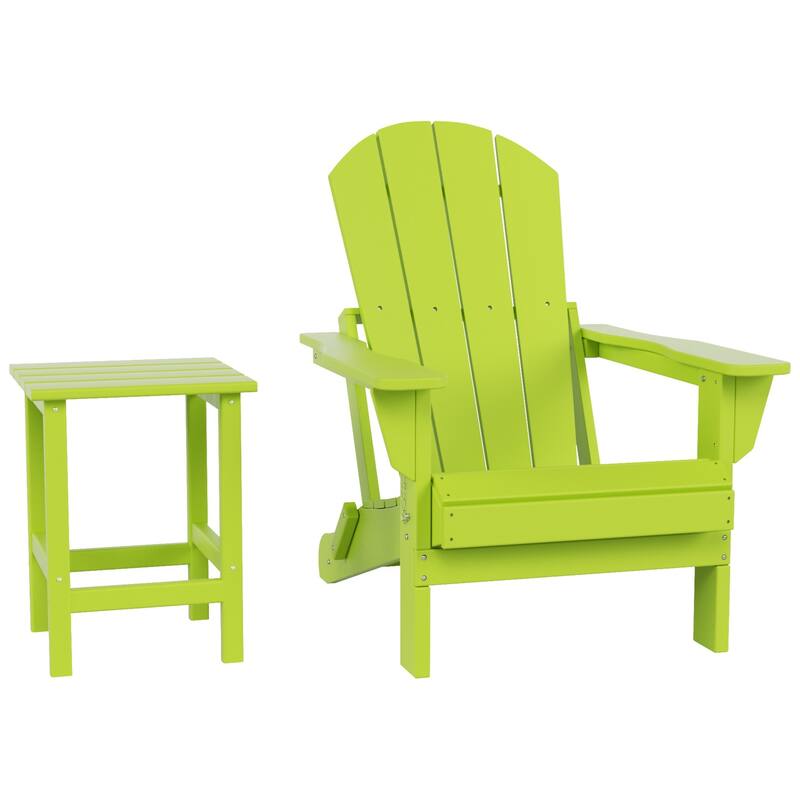 POLYTRENDS Laguna All Weather Poly Outdoor Patio Adirondack Chair - with Round Side Table (2-Piece)