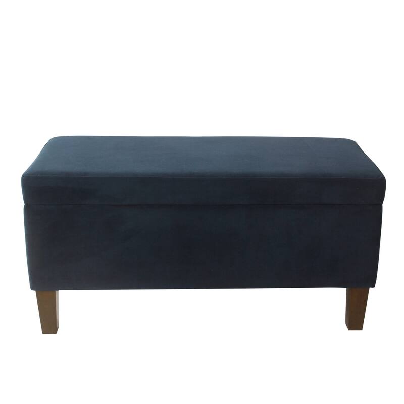 Ava Accent Storage Bench Ottoman with Navy Brown Velvet, 36 Inch
