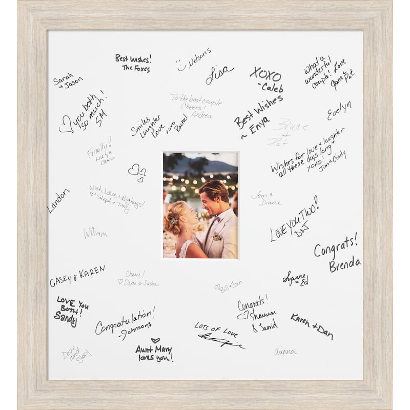 Hardwood Signature Mat Picture Frame - Autograph Photo Frame Guest Book Alternative for Weddings, Graduations, or Retirement