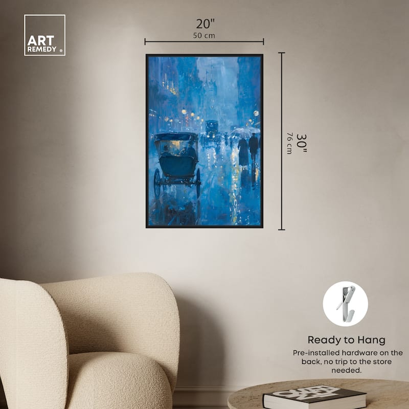Art Remedy London Nights Framed Impressionism 1 Piece Canvas Wall Art /Monet And Van Gogh Inspired Art