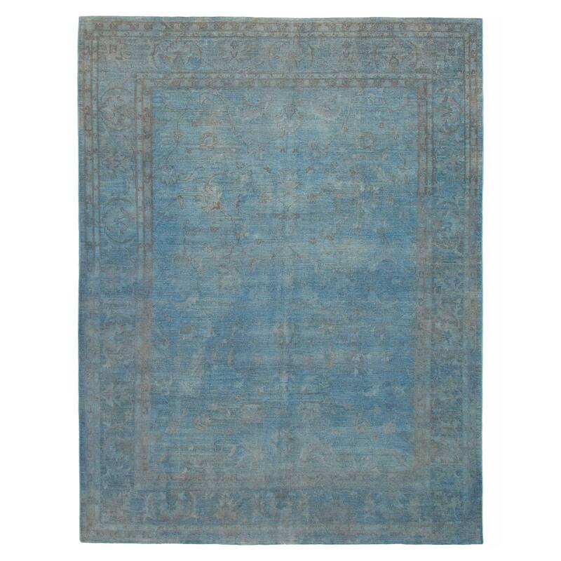 ECARPETGALLERY Hand-knotted Vibrance Dark Blue Wool Rug - 8'10 x 11'6 - Dark Blue - 8'10 x 11'6