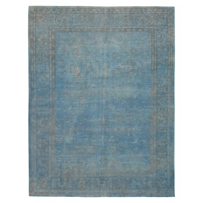 ECARPETGALLERY Hand-knotted Vibrance Dark Blue Wool Rug - 8'10 x 11'6