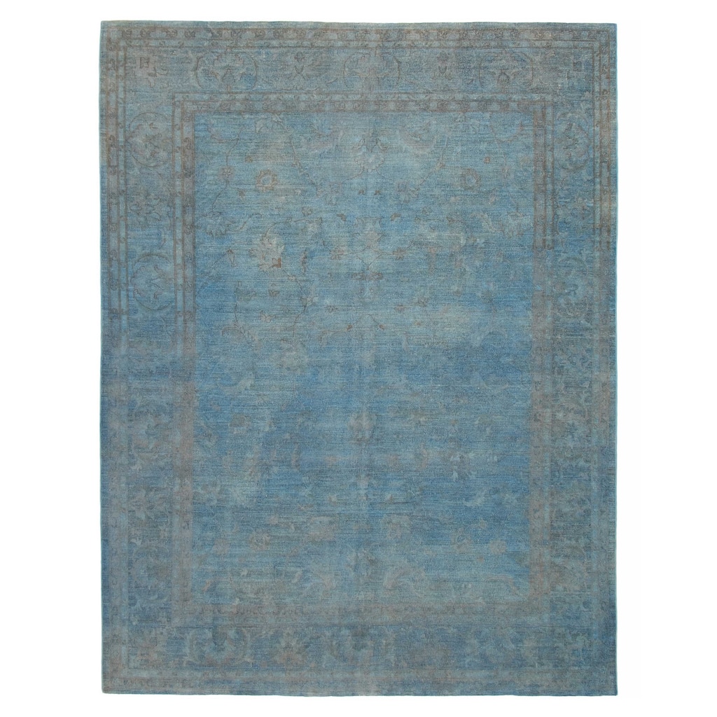 ECARPETGALLERY Hand-knotted Vibrance Dark Blue Wool Rug - 8'10 x 11'6