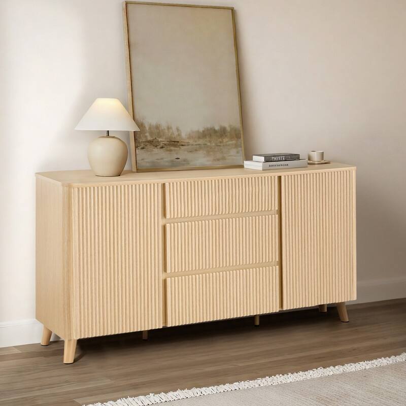 Spruce & Spring 62-Inch Sideboard Cabinet Modern Buffet Cabinet with Storage