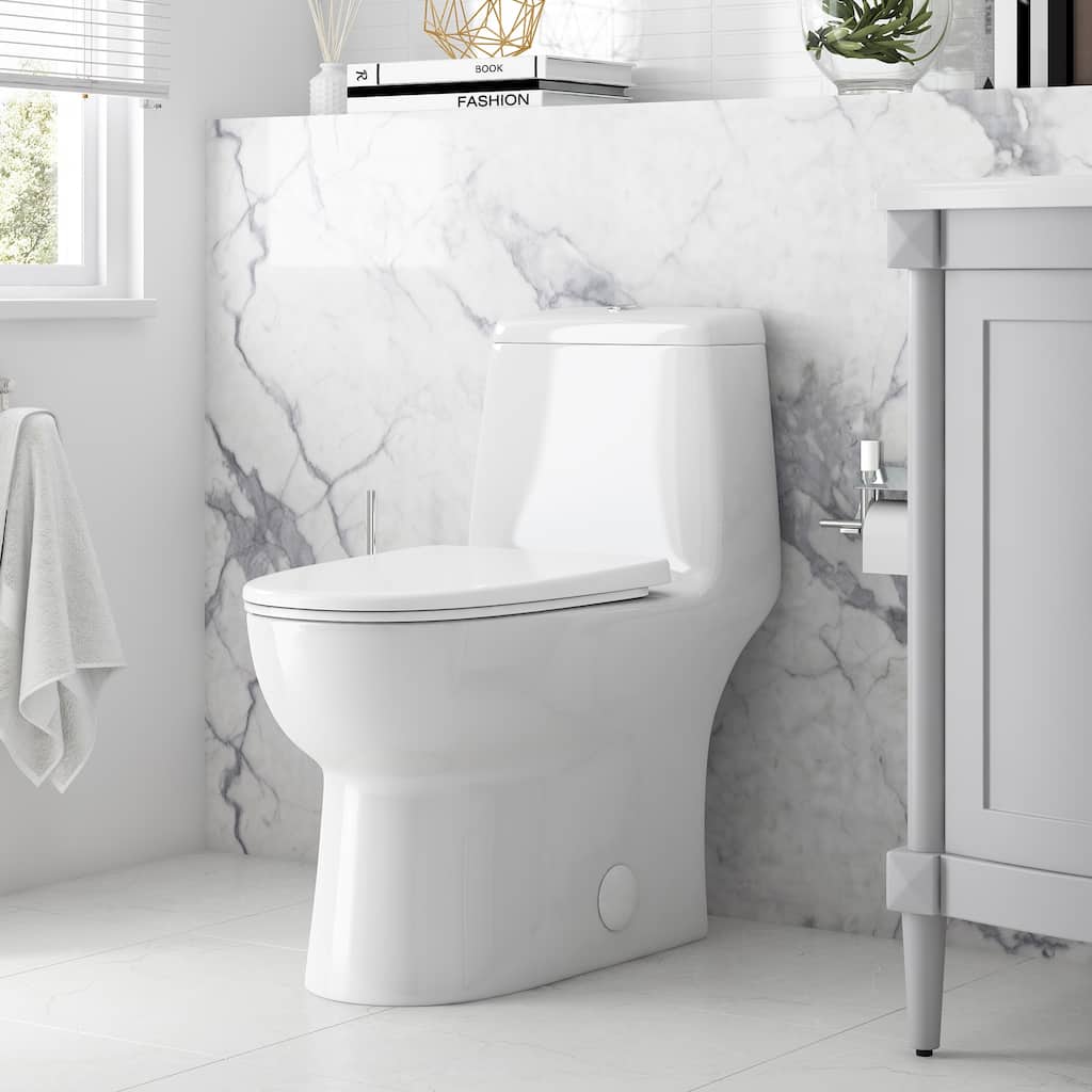 Pack of 2 Jade One-Piece Elongated Toilet With Dual Flush and Soft Close Seat - White