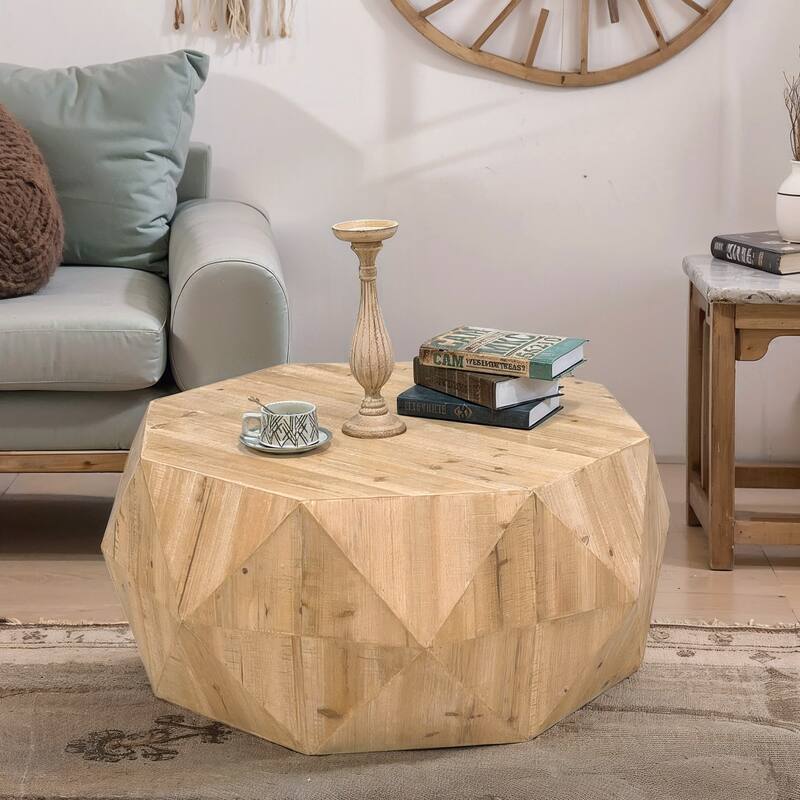 Roomfitters 38.58-Inch American Retro Style Coffee Table with Three-Dimensional Embossed Pattern Design