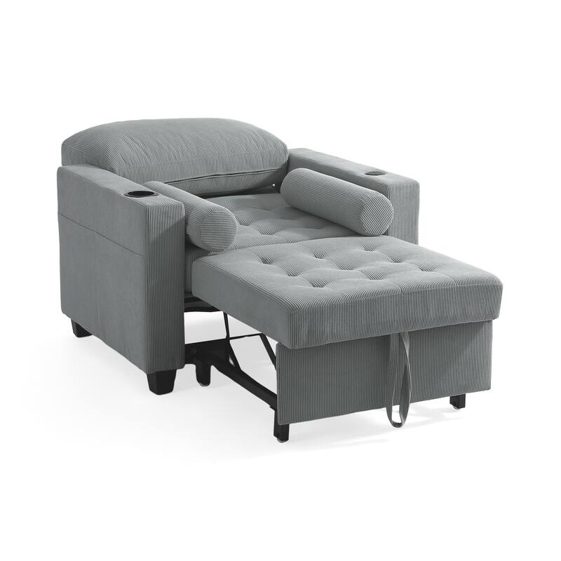 Corduroy Convertible Chair 3 in 1 Sleeper Sofa Chair Bed