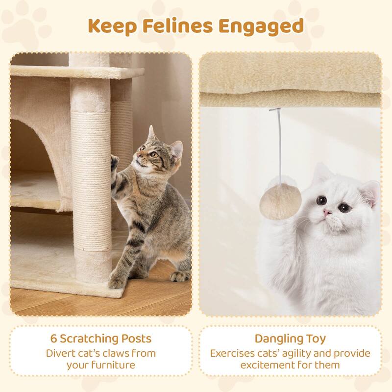 Costway Large Multi-level Cat Tree 58" Tall Cat Tower with Swaying - See Details