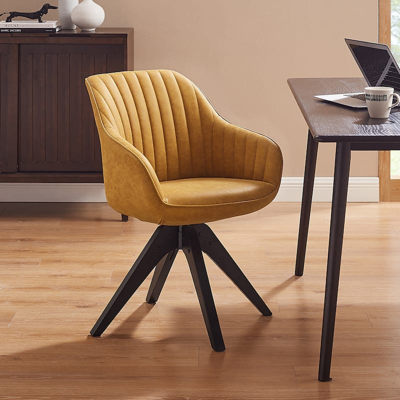 Art Leon Classical Swivel Office Accent Chair with Wood Legs